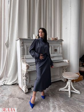 Костюм модного фасону Сорочка+Спідниця в розмірі 42-44, 46-48, колір графіт.