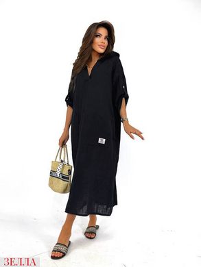 Довга сукня з капюшоном в розмірі 46-50, 52-56, колір чорний.