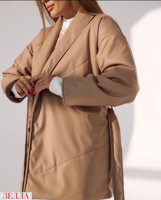 Куртка з еко шкіри без застібки в універсальному розмірі 42-46, колір бежевий.