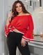Романтична блузка з воланами червоного кольору великих розмірів ( 50-52, 54-56, 58-60 ).