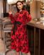 Трикотажне жіноче плаття колір червоний/декор чорний флок оксамит у розмірі 58-60