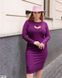 Сукня в рубчик зі стильним вирізом на грудях, довжина міді, розміри 46-48, 50-52, 54-56, колір фіолетовий