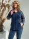 Демісизонна комбінована жіноча куртка на підкладці, еко-шкіра стрейч/замш стрейч, колір синій, розміри 48-50, 52-54, 56-58