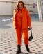 Женский утепленный спортивный однотонный костюм тройка кофта+штаны+жилетка из трикотажной ткани с начесом цвет оранжевый размеры 50-52, 54-56