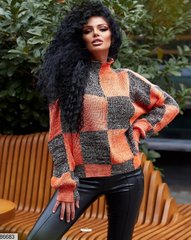 Жіночий в'язаний вовняний светр оранжевого кольору в універсальному розмірі 42-46