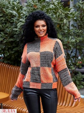 Женский вязанный шерстяный свитер оранжевого цвета в универсальном размере 42-46