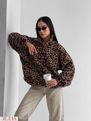 Флісове худі на блискавці в універсальному розмірі 42-46, колір леопардовий.