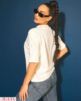 Стильная женская футболка в пастельных оттенках, размеры 48-52, 54-56, цвет молоко