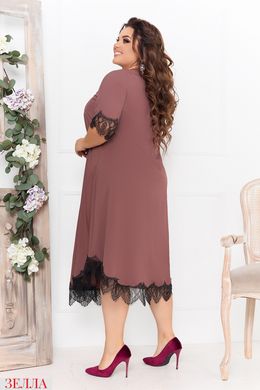 Нарядна сукня кольору мокко із софту, середньої довжини у розмірі 48-50