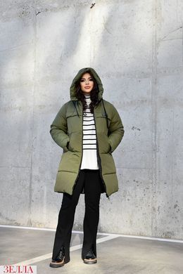 Зимове пальто на синтепоні в розмірі 48-50, 52-54, 56-58, колір хакі.