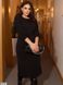 Жіноча трикотажна приталена сукня середньої довжини - міді з об'ємним рукавом колір чорний розмір: 50-52, 54-56