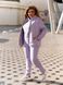Женский утепленный спортивный однотонный костюм тройка кофта+штаны+жилетка из трикотажной ткани с начесом цвет лиловый размеры 50-52, 54-56