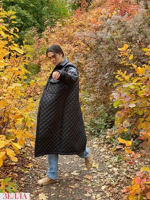 Чудове демісізонне однотонне пальто з плащової тканини, колір чорний, у розмірі 42-44, 46-48