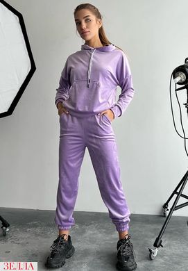 Однотонний трикотажний жіночий спортивний костюм колір фіолетовий, розміри 42-44, 46-48