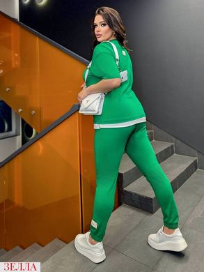 Спортивний костюм Штани+Футболка з білою вставкою в розмірі 50-52, 54-56, 58-60, колір зелена трава.