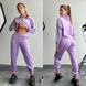 Однотонный женский трикотажный спортивный костюм цвет фиолетовый, размеры 42-44, 46-48
