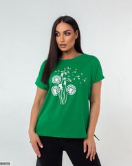 Літня футболка, великого розміру, колір зелений, розмір універсальний 48-54