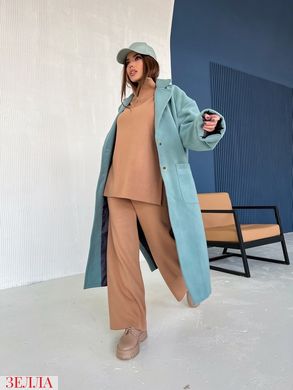 Стильное демисезонное кашемировое пальто, размер универсальный 42-46, цвет оливка