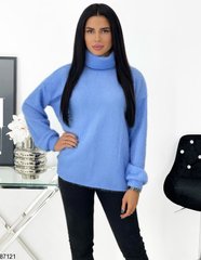 Жіночий однотонний ангоровий светр колір блакитний 42-44, 46-48