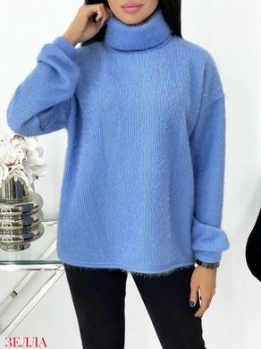 Женский однотонный ангоровый свитер цвет голубой в размере 42-44, 46-48