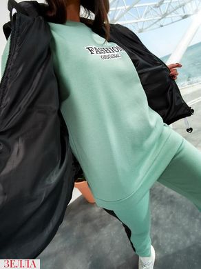 Жіночий комбінований утеплений спортивний костюм з жилеткою колір м'ятний у розмірі 48-50, 52-54, 56-58