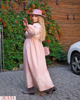 Вишукана сукня в етно-стилі, оздоблена принтом у рожевому кольорі, розмір 50, 52, 54, 56, 58