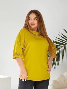 Кофта з двонитки в розмірі 52-54, 56-58, 60-62, колір гірчиця.