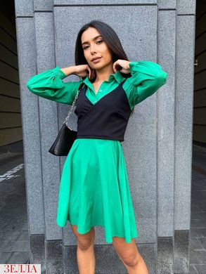 Стильна сукня-сорочка з жилеткою у розмірах 50-52, 54-56, колір зелений/чорний