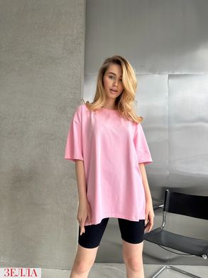 Базова оверсайз футболка в універсальному розмірі 42-46, колір рожевий.