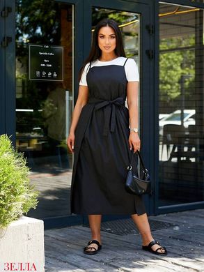 Сукня-сарафан без бокового шва в розмірі 42-48, 50-54, 56-60, колір чорний.
