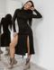 Тепла жіноча трикотажна сукня з розрізами, колір чорний, у розмірі 42, 44, 46