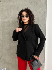 Піджак з бахрамою по спинці в розмірі 48-50, 52-54, 56-58, колір чорний.