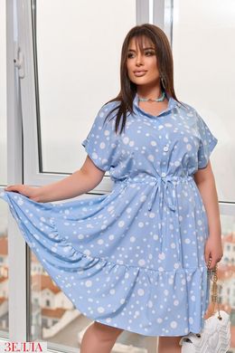 Сукня з поясом на кулісці в розмірі 48-50, 52-54, 56-58, колір блакитний.