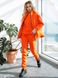 Женский утепленный спортивный однотонный костюм тройка кофта+штаны+жилетка из трикотажной ткани с начесом цвет оранжевый размеры 42-44, 46-48