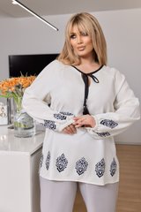 Елегантна блузка в етно стилі, у розмірі 50, 52, 54, 56, 58, колір білий