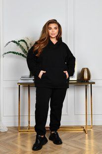 Спортивний костюм з начісом (фліс) в розмірі 52-54, 56-58, 60-62, 64-66, колір чорний.