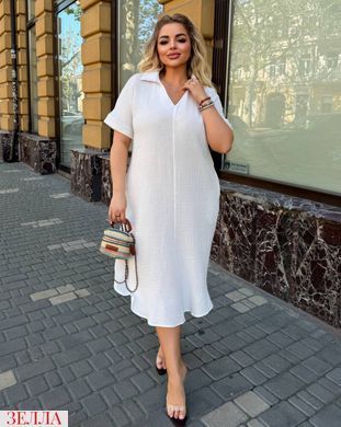 Муслінова сукня з кишенями в розмірі 50-52, 54-56, 58-60, 62-64, колір молочний.