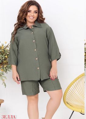 Жіночий літній однотонний костюм сорочка + шорти розміром 48-50, 52-54, 56-58