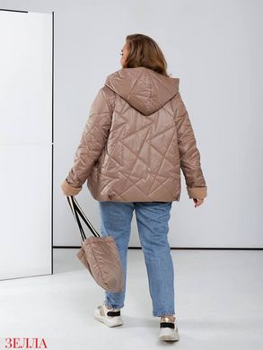 Комплект: Куртка демісезонна стьобана + сумочка в розмірі 50-52, 54-56, 58-60, колір мокко.
