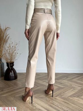 Шкіряні штани на флісі 42-44, 44-46, колір бежевий.