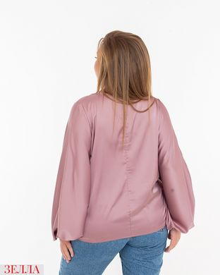 Ніжна жіноча блузка, із шовкової тканини, великого розміру 50-52, 54-56 і модному темно пудровому відтінку