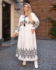 Вишукана сукня в етно-стилі, оздоблена принтом у білому кольорі, розмір 50, 52, 54, 56, 58
