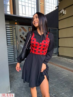 Стильна сукня-сорочка з жилеткою у розмірах 50-52, 54-56, колір чорний/червоний