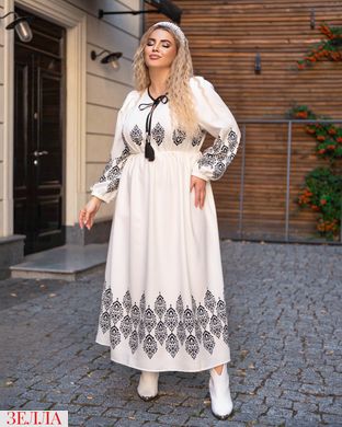 Вишукана сукня в етно-стилі, оздоблена принтом у білому кольорі, розмір 50, 52, 54, 56, 58