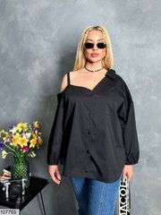 Сорочка з відкритим плечем в розмірі 48-52, 54-58, колір чорний.