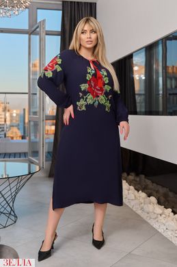 Святкове плаття- вишиванка в українському стилі, розмір 52, 54, колір синій