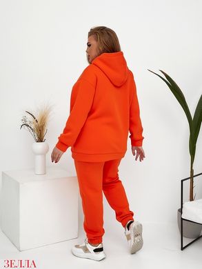 Женский утепленный однотонный спортивный костюм цвет оранжевый в размере 50-52, 54-56