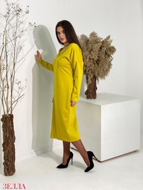 Трикотажна однотонна сукня на довгий рукав колір гірчиця у розмірі 58-60