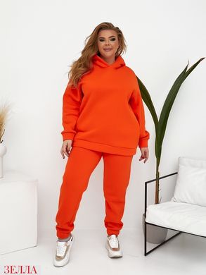 Жіночий утеплений однотонний спортивний костюм колір помаранчевий розміром 50-52, 54-56