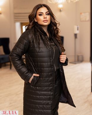 Стильна жіноча куртка, подовженого крою, у великих розмірах 42-44, 46-48, 50-52, 54-56 , колір чорний